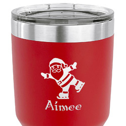 Santa Clause Making Snow Angels 30 oz Stainless Steel Tumbler - Red - Single Sided (Personalized)