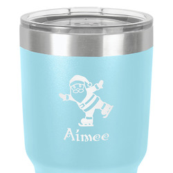 Santa Clause Making Snow Angels 30 oz Stainless Steel Tumbler - Teal - Single-Sided (Personalized)