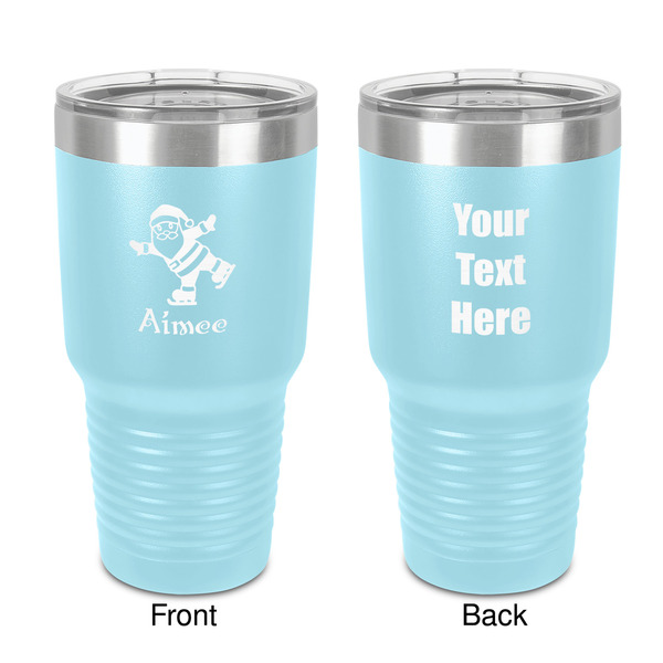 Custom Santa Clause Making Snow Angels 30 oz Stainless Steel Tumbler - Teal - Double-Sided (Personalized)