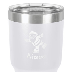 Santa Clause Making Snow Angels 30 oz Stainless Steel Tumbler - White - Single-Sided (Personalized)