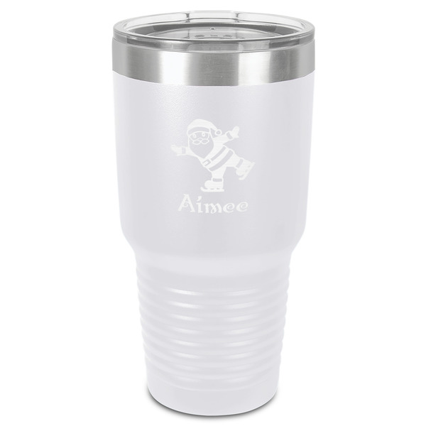 Custom Santa Clause Making Snow Angels 30 oz Stainless Steel Tumbler - White - Single-Sided (Personalized)