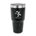 Santa Clause Making Snow Angels 30 oz Stainless Steel Tumbler - Black - Single Sided (Personalized)