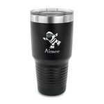 Santa Clause Making Snow Angels 30 oz Stainless Steel Tumbler - Black - Single Sided (Personalized)