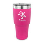 Santa Clause Making Snow Angels 30 oz Stainless Steel Tumbler - Pink - Single Sided (Personalized)