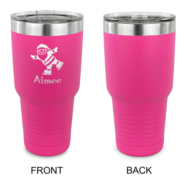 Santa Clause Making Snow Angels 30 oz Stainless Steel Ringneck Tumblers - Pink - Single Sided - APPROVAL