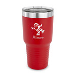 Santa Clause Making Snow Angels 30 oz Stainless Steel Tumbler - Red - Single Sided (Personalized)