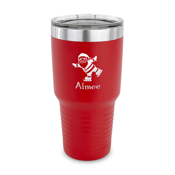 Santa Clause Making Snow Angels 30 oz Stainless Steel Ringneck Tumblers - Red - FRONT