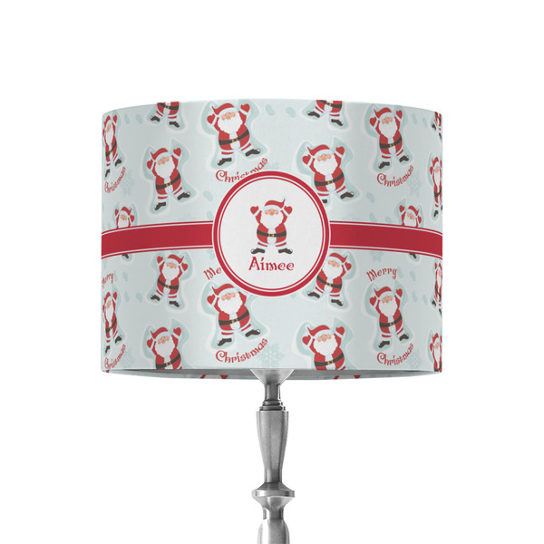 Custom Santa Clause Making Snow Angels 8" Drum Lamp Shade - Fabric (Personalized)