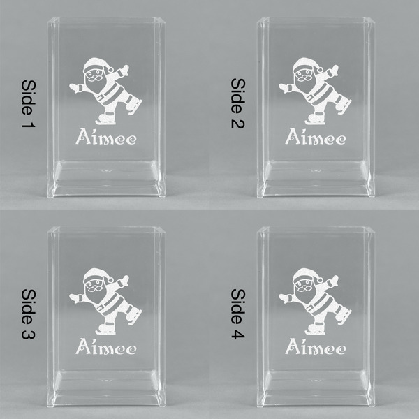 Santa Clause Making Snow Angels Acrylic Pen Holder - All Sides