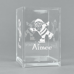 Santa Clause Making Snow Angels Acrylic Pen Holder (Personalized)