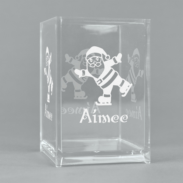 Custom Santa Clause Making Snow Angels Acrylic Pen Holder (Personalized)