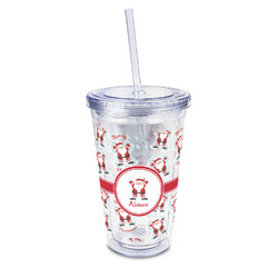 Santa Clause Making Snow Angels 16oz Double Wall Acrylic Tumbler with Lid & Straw - Full Print (Personalized)