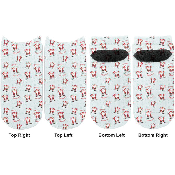 Santa Clause Making Snow Angels Adult Ankle Socks - Double Pair - Front and Back - Apvl