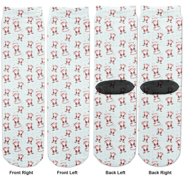 Santa Clause Making Snow Angels Adult Crew Socks - Double Pair - Front and Back - Apvl