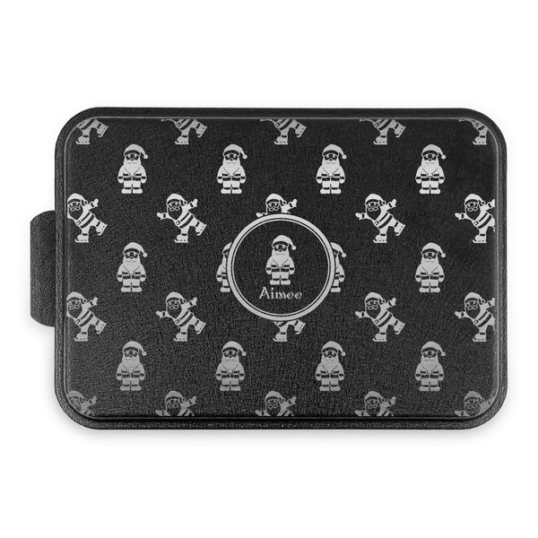 Santa Clause Making Snow Angels Aluminum Baking Pan - Black Lid - FRONT