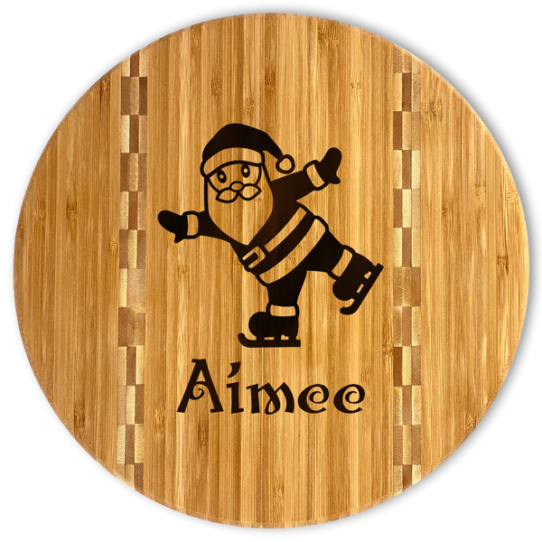 Custom Santa Clause Making Snow Angels Bamboo Cutting Board (Personalized)