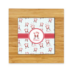 Santa Clause Making Snow Angels Bamboo Trivet with Ceramic Tile Insert (Personalized)