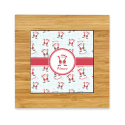 Santa Clause Making Snow Angels Bamboo Trivet with Ceramic Tile Insert (Personalized)