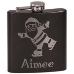Santa Clause Making Snow Angels Black Flask Set (Personalized)