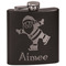 Santa Clause Making Snow Angels Black Flask - Engraved Front