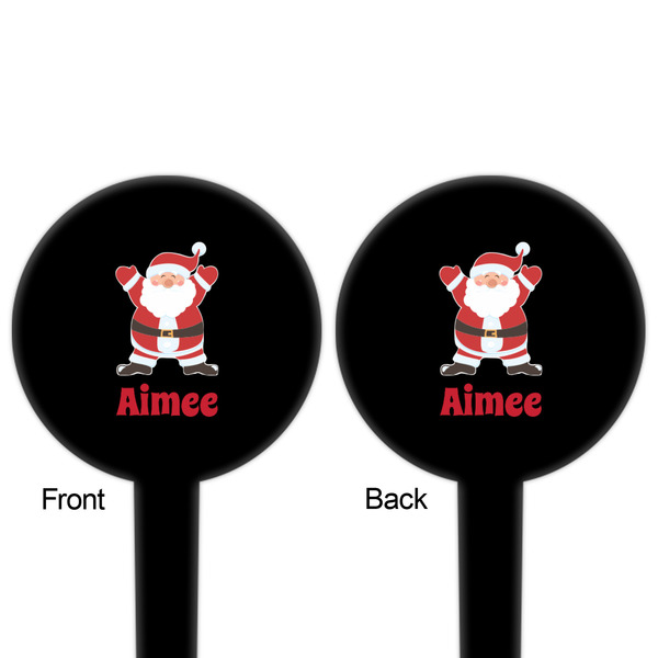 Santa Clause Making Snow Angels Black Plastic 4" Food Pick - Round - Double Sided - Front & Back