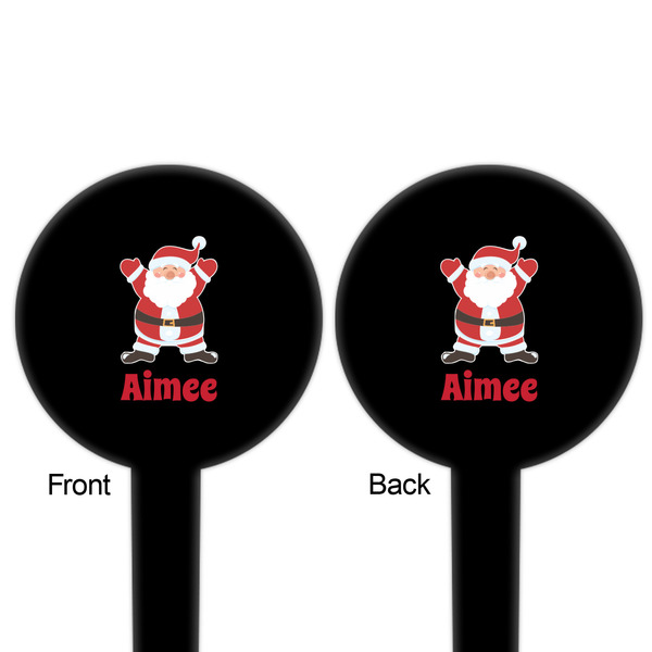 Santa Clause Making Snow Angels Black Plastic 6" Food Pick - Round - Double Sided - Front & Back