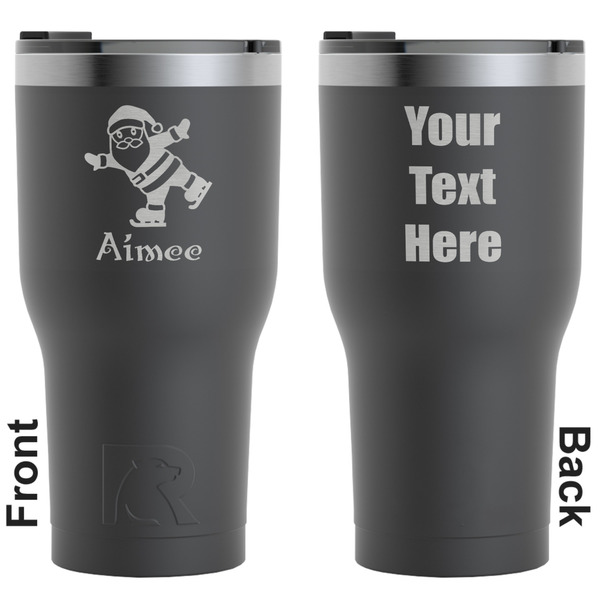 Custom Santa Clause Making Snow Angels RTIC Tumbler - Black - Engraved Front & Back (Personalized)