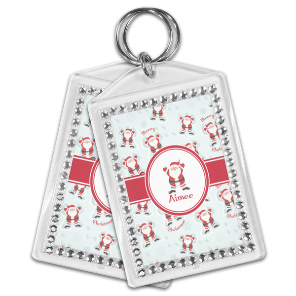 Santa Clause Making Snow Angels Bling Keychain - MAIN