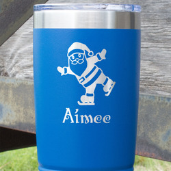 Santa Clause Making Snow Angels 20 oz Stainless Steel Tumbler - Royal Blue - Single Sided (Personalized)
