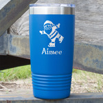 Santa Clause Making Snow Angels 20 oz Stainless Steel Tumbler - Royal Blue - Single Sided (Personalized)