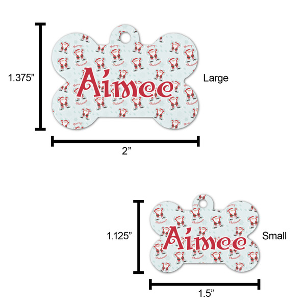 Santa Clause Making Snow Angels Bone Shaped Dog ID Tag - Large - Scale