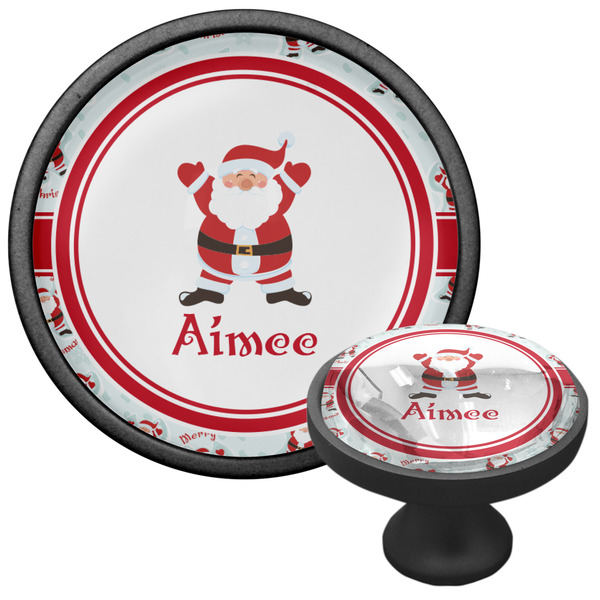Santa Clause Making Snow Angels Cabinet Knob - Black - Multi Angle