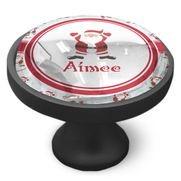 Santa Clause Making Snow Angels Cabinet Knob - Black - Side
