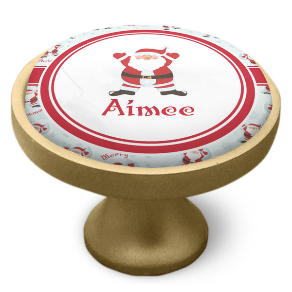 Santa Clause Making Snow Angels Cabinet Knob - Gold - Side