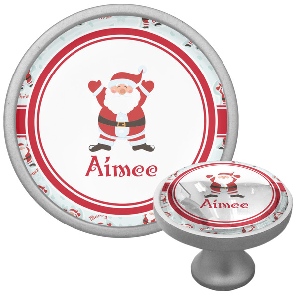 Custom Santa Clause Making Snow Angels Cabinet Knob (Silver) (Personalized)