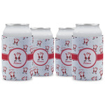 Santa Clause Making Snow Angels Can Cooler (12 oz) - Set of 4 w/ Name or Text