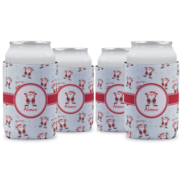Custom Santa Clause Making Snow Angels Can Cooler (12 oz) - Set of 4 w/ Name or Text