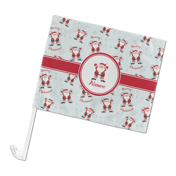 Custom Santa Clause Making Snow Angels Car Flag - Large (Personalized)