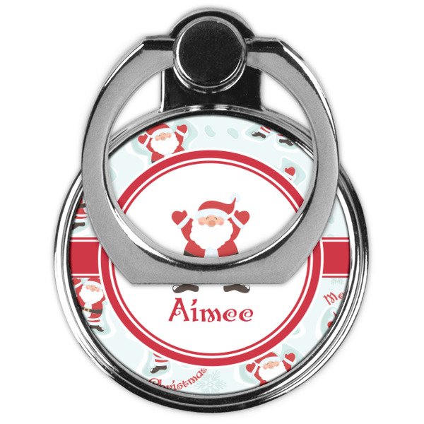 Santa Clause Making Snow Angels Cell Phone Ring Stand & Holder - Front (Collapsed)