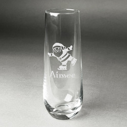 Santa Clause Making Snow Angels Champagne Flute - Stemless Engraved - Single (Personalized)
