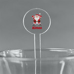 Santa Clause Making Snow Angels 5.5" Round Plastic Stir Sticks - Clear (Personalized)