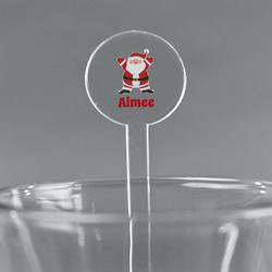 Santa Clause Making Snow Angels 7" Round Plastic Stir Sticks - Clear (Personalized)