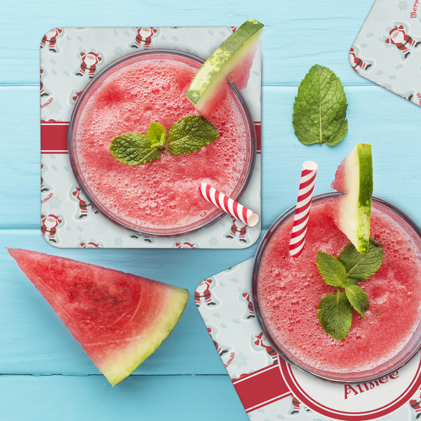 Santa Clause Making Snow Angels Coaster Set - LIFESTYLE