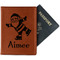 Santa Clause Making Snow Angels Cognac Leather Passport Holder With Passport - Main