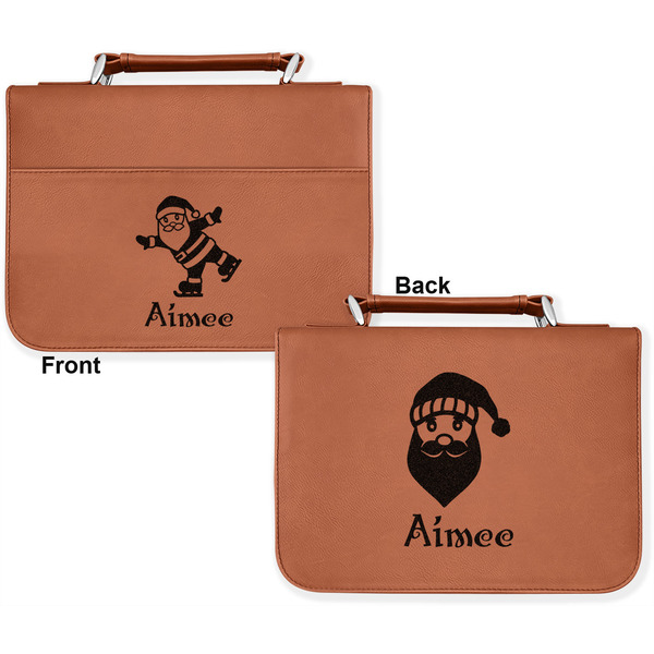 Santa Clause Making Snow Angels Cognac Leatherette Bible Covers - Large Double Sided Apvl