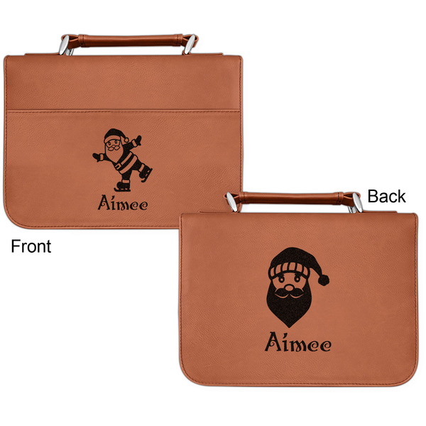 Santa Clause Making Snow Angels Cognac Leatherette Bible Covers - Small Double Sided Apvl