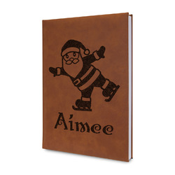 Santa Clause Making Snow Angels Leatherette Journal - Double Sided (Personalized)