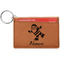 Santa Clause Making Snow Angels Cognac Leatherette Keychain ID Holders - Front Credit Card