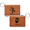 Santa Clause Making Snow Angels Cognac Leatherette Keychain ID Holders - Front and Back Apvl