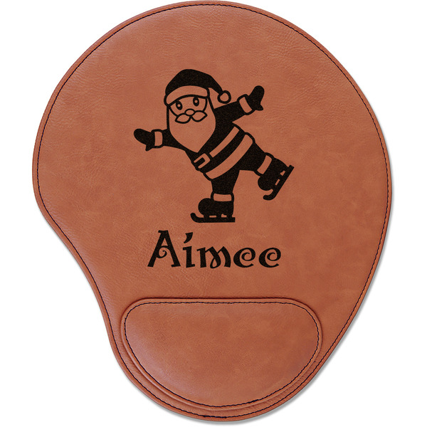 Custom Santa Clause Making Snow Angels Leatherette Mouse Pad with Wrist Support (Personalized)